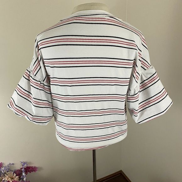 Code X Mode Striped Crop Balloon Sleeve Top Small - Picture 9 of 12